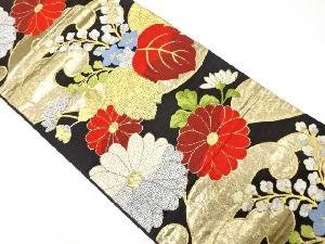 アンティーク　荒波に花唐草模様織り出し袋帯（材料）